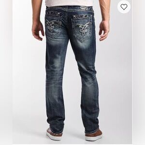 Rock Revival Urban Chic Men’s 30 Slim Straight Jeans Blue Denim 0104